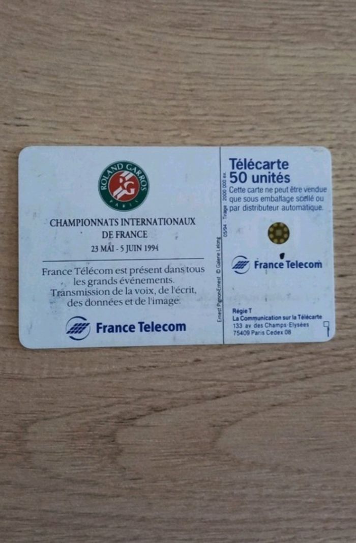 Telecarte " Roland Garros " - photo numéro 2