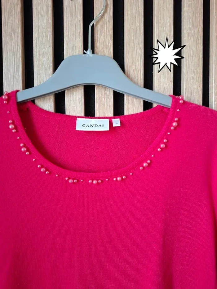 Pull rose framboise perlée Canda T 38 - photo numéro 4