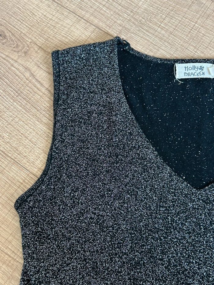 Haut argenté pailleté sans manches Molly Bracken taille unique jamais porté - photo numéro 13