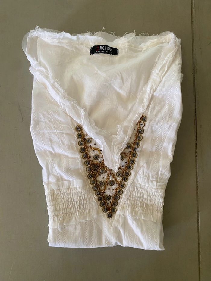 Robe Morgan blanche à volants et dentelle taille XS / S - photo numéro 20