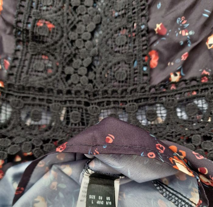 Robe Noire Dentelles Imprimé Fleurs Florale Fleurie - photo numéro 15