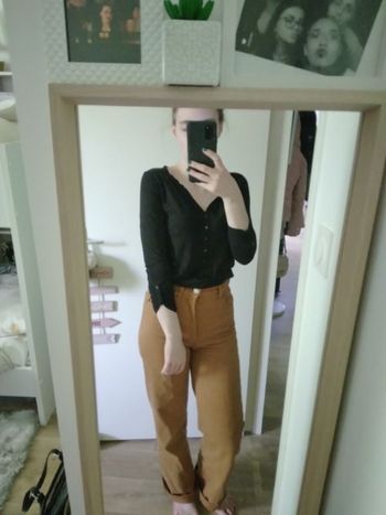 Blouse noir manche ¾ à effet chemise