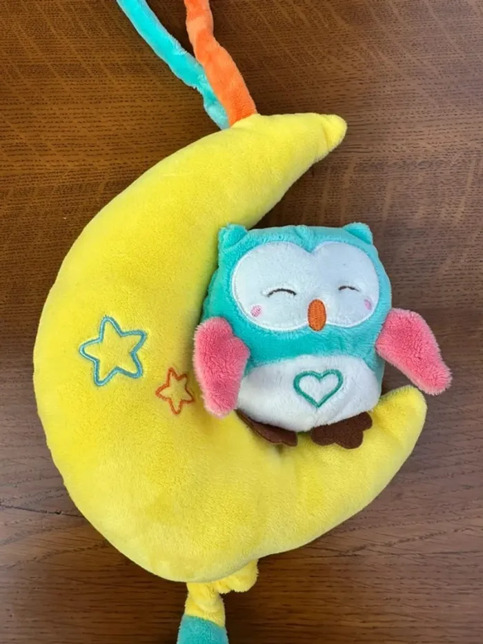 Peluche hiboux berceuse bébé jaune et bleu - photo numéro 4