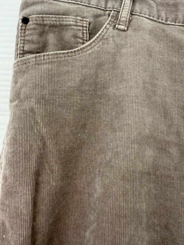 Pantalon slim skinny droit en velours beige gris clair - photo numéro 4