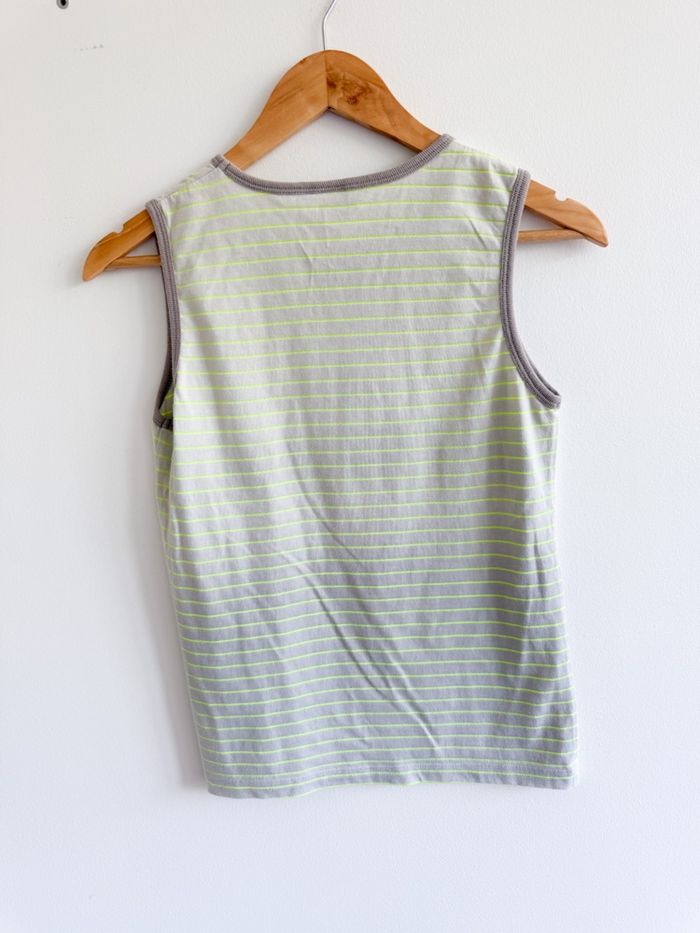 Débardeur gris & vert anis vintage ikks taille 34 XS - comme neuf - photo numéro 3