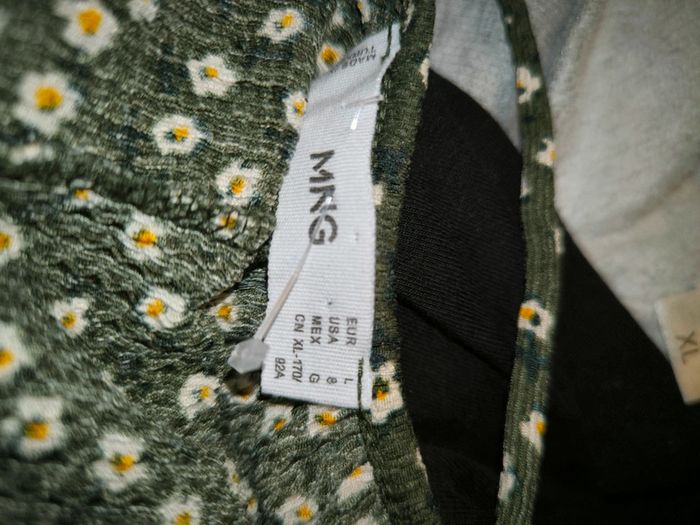Robe verte fleurie à manches longues Mango taille 40 - photo numéro 5