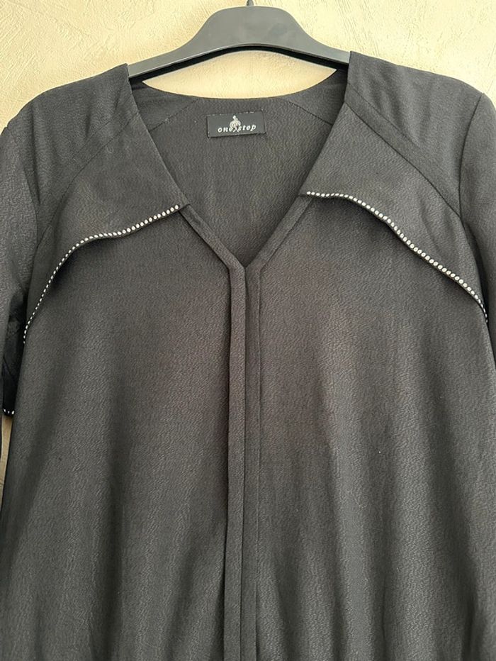 Robe casual noire manches longues col V femme taille 34 One step - photo numéro 2