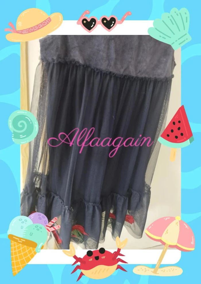 Robe velours tulle bleue original marines 7/8ans - photo numéro 2
