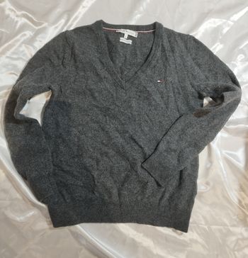 Pull col V Tommy Hilfiger - 100% Laine d'agneau - Gris Anthracite - S