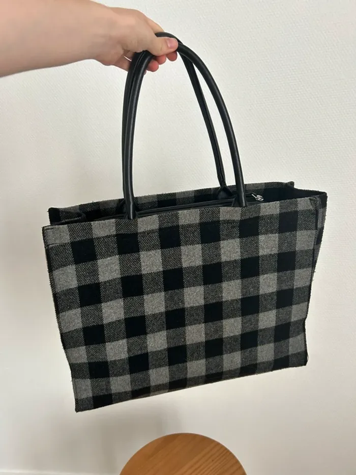 Sac cabas noir et gris style vintage - photo numéro 5