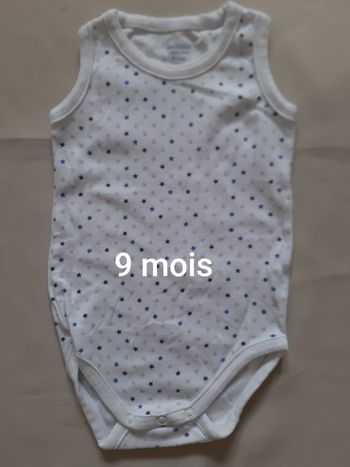 body blanc sans manches fille - étoiles - bout'chou - 9 mois
