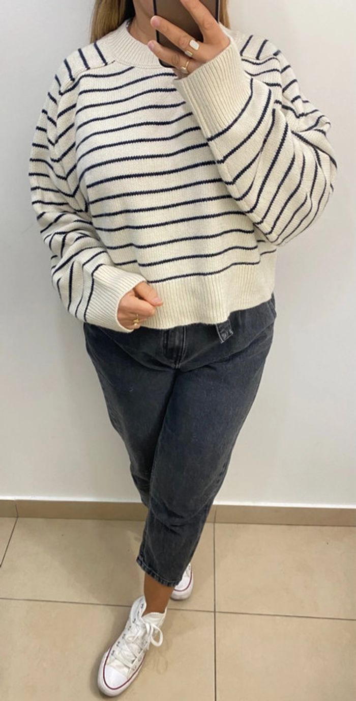 Superbe Pull Court Ample ZARA Rayé Taille M Et Plus - photo numéro 5