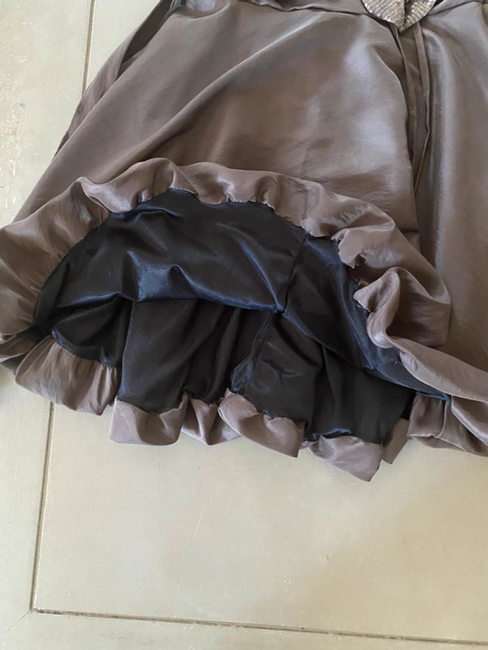 Robe chic de soirée Made in Italy marron avec serquins taille S / M - photo numéro 13