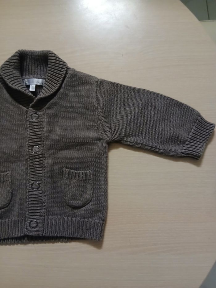 Gilet bebe garcon taille 3/6 mois en coton a pression +2 poche - photo numéro 8