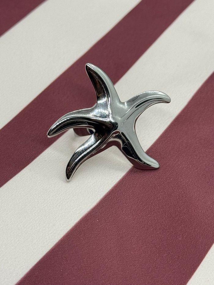 Bague argenté acier inoxydable étoile de mer