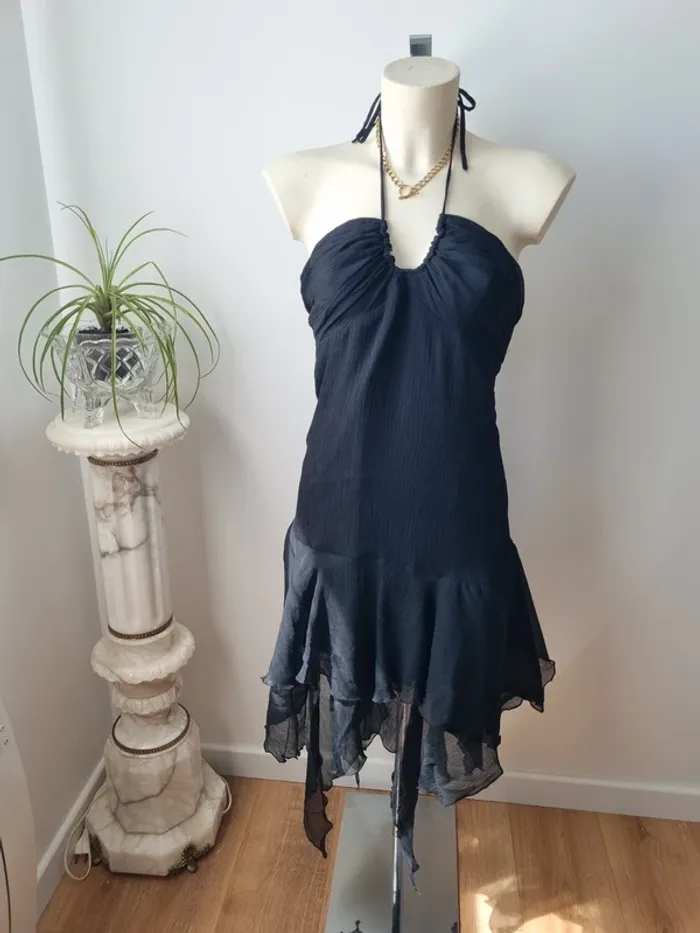 Robe longue noir asymetrique année '90 - photo numéro 13