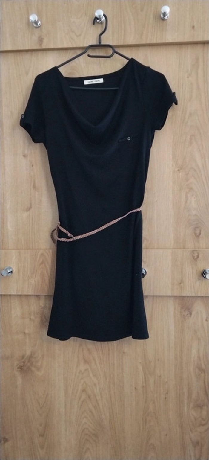 Robe noire ceinture marron Cache cache TS