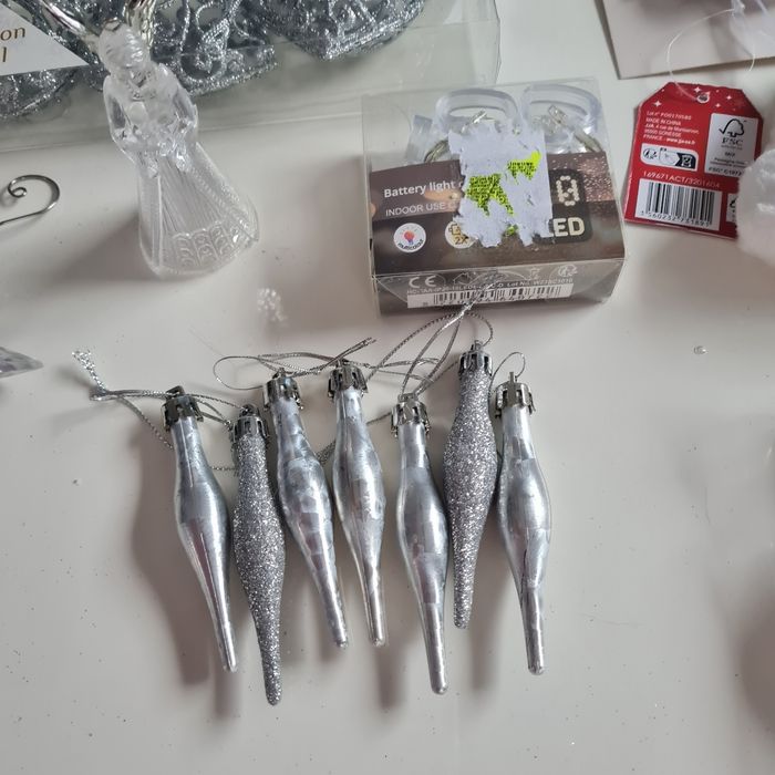 Magnifique lot de décorations de noel argenté - photo numéro 6