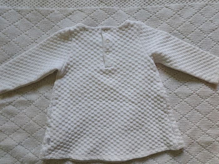 Ensemble robe blanche manches longues + legging Obaïbi fille 12 mois - photo numéro 5