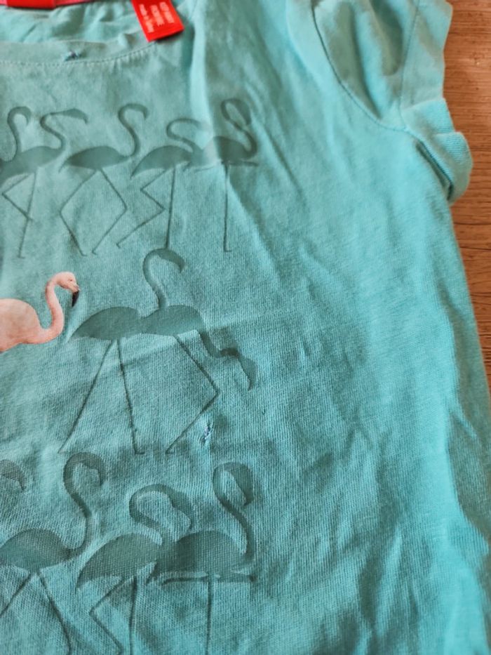 T shirt turquoise à manches courtes, flamand rose, Esprit, 4/5 ans - photo numéro 8
