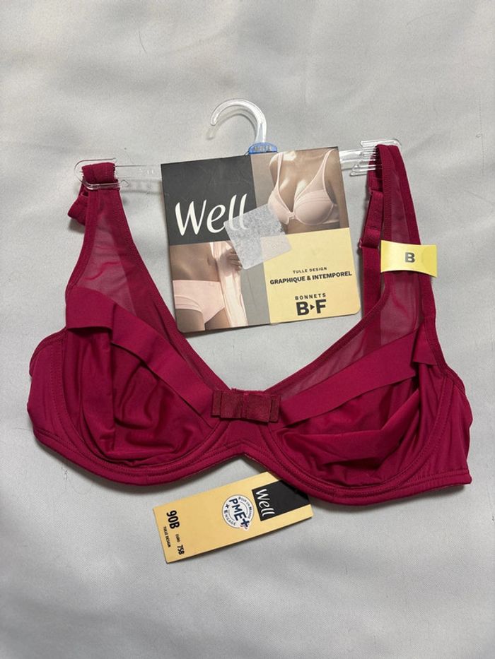 Soutien gorge 90B neuf Well bordeaux