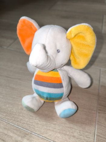 Doudou éléphant tex multicolore