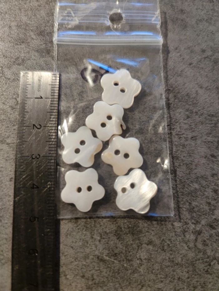 lot de 6 boutons en nacre / blanc / env 1 cm