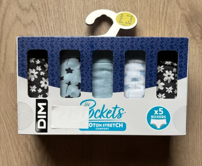 Lot de 5 boxers femme ,Dim(taille Eur:38/40)