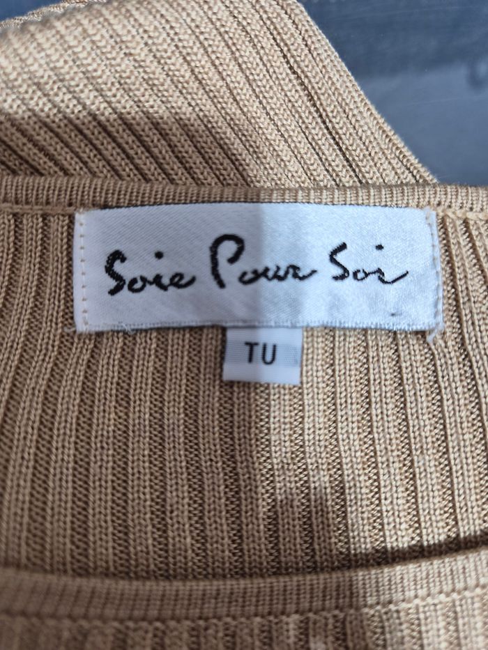 Top en soie côtelée beige – Soie Pour Soi – Taille unique – 100% soie – Très bon état - photo numéro 5