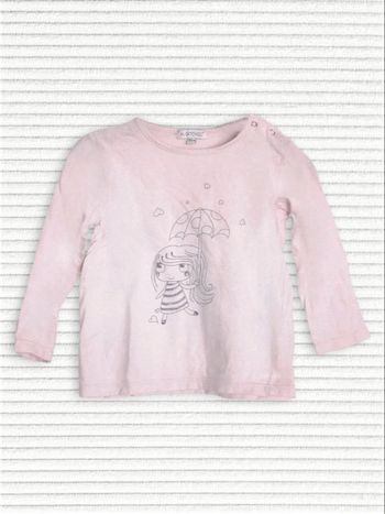 Tee-shirt rose pastel fillette parapluie noir / In Extenso - 18 mois / 86cm