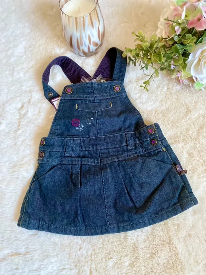 💙Adorable robe salopette en jean bébé fille - 6 mois - Neuve avec étiquette💙 - photo numéro 2