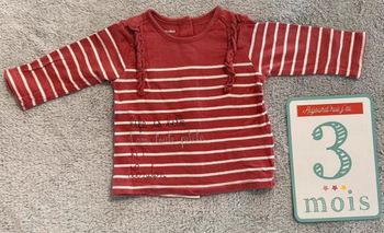 Tee shirt manches longues fille, 3 mois