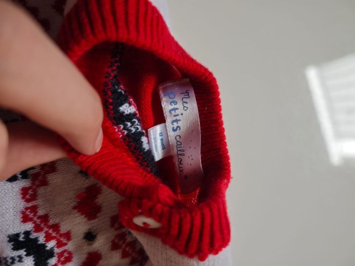 Pull Jacquard Rouge Noël Mes petits Cailloux 12 mois - photo numéro 2