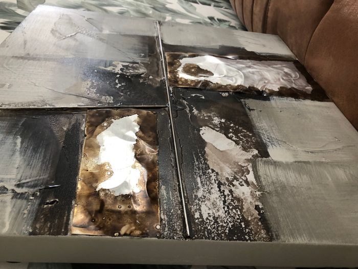 Toile carrée dans les tons taupe et marron - photo numéro 2