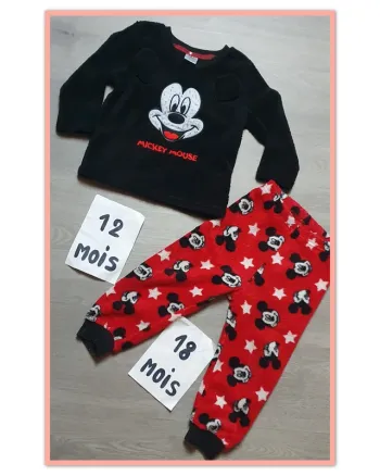 Pyjama polaire mickey garçon 12/18mois 2 pièces