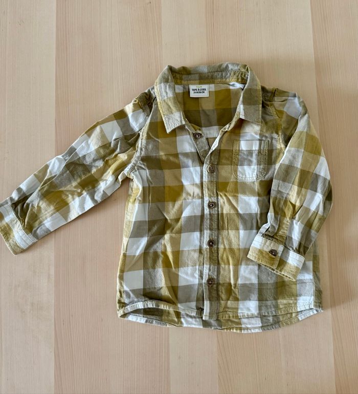 Chemise à carreaux manches longues - taille 24 mois - photo numéro 2