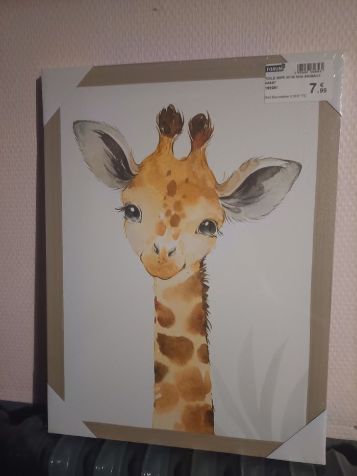 Toile imprimée 30x40cm girafe - photo numéro 3