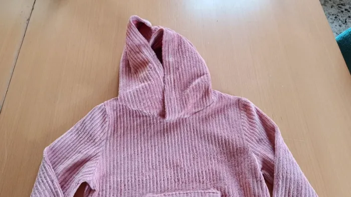 Pull velours effet côtelé rose - photo numéro 3