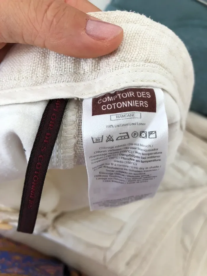 Bermuda 100% lin Comptoir des Cotonniers crème taille 38 - photo numéro 4
