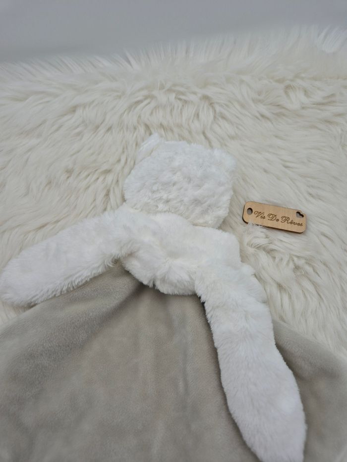 Doudou plat lapin Blanc gris Douce Nuit Mots D'enfants - photo numéro 5