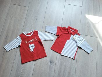 Ensemble de 2 maillot manche longue rouge, gris et blanc. Garçon 3 mois. Marque Orchestra