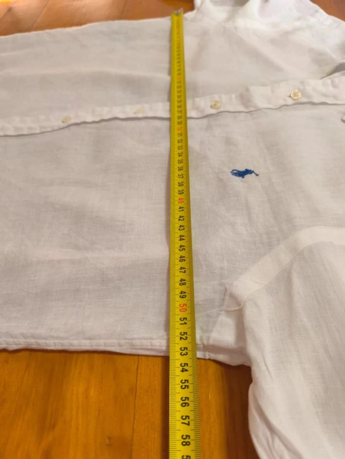 Chemise en Lin - Ralph Lauren - Ocean wash linen - Logo brodé bleu - Blanc - Taille S - photo numéro 13