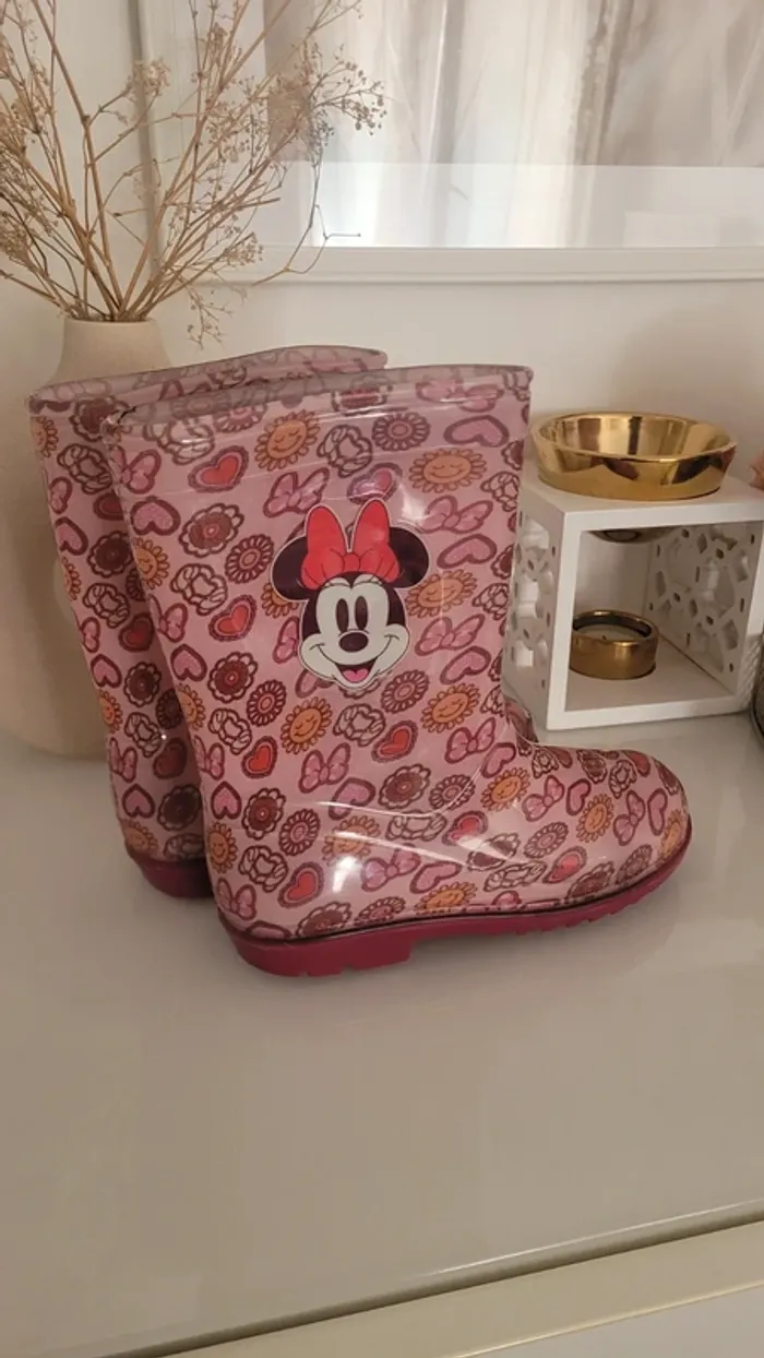 Bottes de pluie rose Minnie taille 29 - photo numéro 2