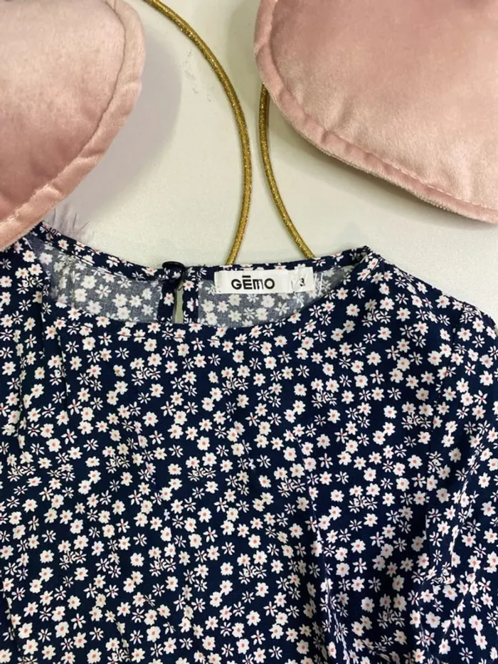 Robe fille - fleurs - Gémo - bleue - Taille 3 ans - photo numéro 3