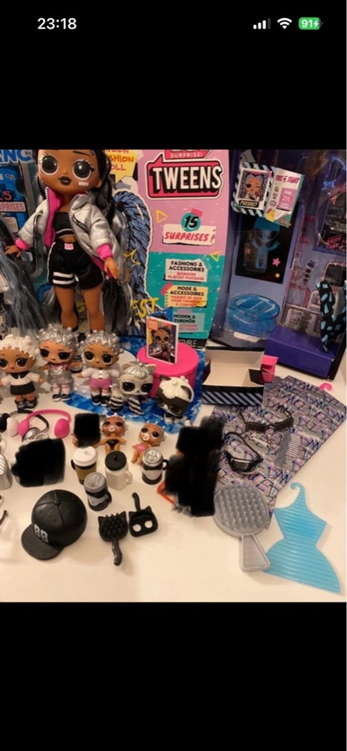 LOL Surprise OMG Dance B-Gurl Doll with 15 Surprises, Stylish Clothes, Magical Blacklight, Accessories, Shoes, Stand, TV Pack +  LOL Tweens Fashion Doll with 15 Surprises, Blue Hair - photo numéro 3