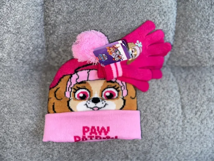 Bonnet + gant Paw Patrol rose neuf