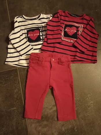 Ensemble 2 t-shirt chaud + jogging  taille 3 mois