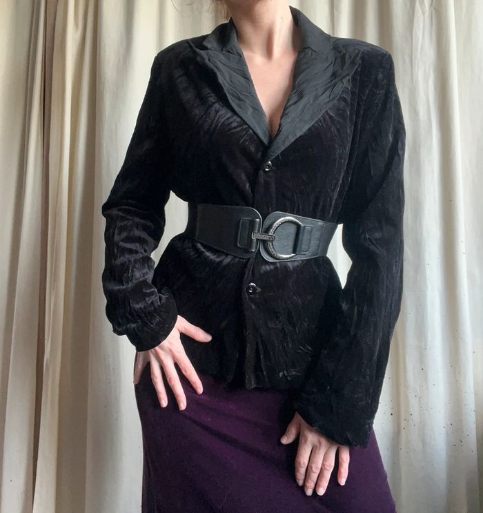 Blazer velours noir Goth 90s 🦇 vintage - Taille M/L - photo numéro 6