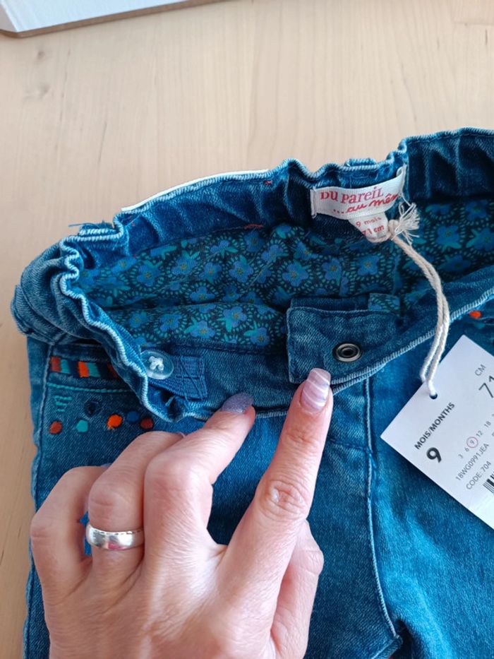 Jean neuf 9 mois taille réglable dpam - photo numéro 5