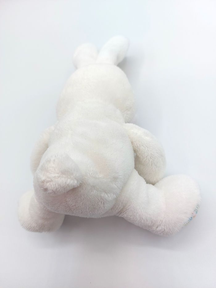 Petite peluche lapin blanc écru GIPSY Pâques fleur note musique œufs SON HS 18 cm doudou - photo numéro 5
